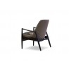 Reynolds Lounge Chair Ash Grey Fabric and Antique Black Distressed Leather Seat - Back Angled