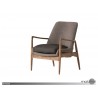 Reynolds Lounge Chair Ash Grey Fabric and Vintage Distressed Leather Seat - Angled