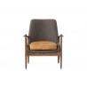 Reynolds Lounge Chair Ash Grey Fabric and Vintage Distressed Leather Seat - Front