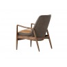 Reynolds Lounge Chair Ash Grey Fabric and Vintage Distressed Leather Seat - Back Angle