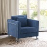 Armen Living Heritage Fabric Upholstered Accent Chair with Brushed Stainless Steel Legs