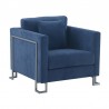 Armen Living Heritage Fabric Upholstered Accent Chair with Brushed Stainless Steel Legs 4