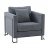Armen Living Heritage Fabric Upholstered Accent Chair with Brushed Stainless Steel Legs 17