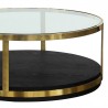 Armen Living Hattie Contemporary Coffee Table in Brushed Gold Finish and Black Wood Side