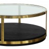 Armen Living Hattie Contemporary Coffee Table in Brushed Gold Finish and Black Wood - Side
