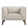 Armen Living Hudson Mid-Century Button-Tufted Chair In Linen And Walnut Legs 3