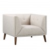 Armen Living Hudson Mid-Century Button-Tufted Chair in Beige Linen and Walnut Legs - Angled