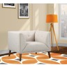 Armen Living Hudson Mid-Century Button-Tufted Chair In Linen And Walnut Legs 
