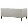 Armen Living Hudson Mid-Century Button-Tufted Loveseat in Beige Linen and Walnut Legs - Back Angle