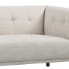 Armen Living Hudson Mid-Century Button-Tufted Loveseat in Beige Linen and Walnut Legs - Seat Close-Up