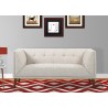 Armen Living Hudson Mid-Century Button-Tufted Loveseat in Beige Linen and Walnut Legs - Lifestyle