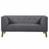 Hudson Mid-Century Button-Tufted Loveseat in Dark Gray Linen and Walnut Legs 03