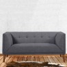 Hudson Mid-Century Button-Tufted Loveseat in Dark Gray Linen and Walnut Legs 0