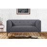 Armen Living Hudson Mid-Century Button-Tufted Loveseat in Dark Gray Linen and Walnut Legs - 