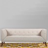 Armen Living Hudson Mid-Century Button-Tufted Sofa in Beige Linen and Walnut Legs
