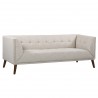Armen Living Hudson Mid-Century Button-Tufted Sofa in Beige Linen and Walnut Legs - Angled