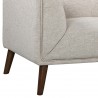 Armen Living Hudson Mid-Century Button-Tufted Sofa in Beige Linen and Walnut Legs - Leg Close-Up
