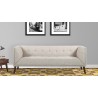 Armen Living Hudson Mid-Century Button-Tufted Sofa in Beige Linen and Walnut Legs - Lifestyle