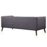 Armen Living Hudson Mid-Century Button-Tufted Sofa in Dark Gray Linen and Walnut Legs Back