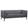 Armen Living Hudson Mid-Century Button-Tufted Sofa in Dark Gray Linen and Walnut Legs - Angled
