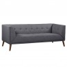 Armen Living Hudson Mid-Century Button-Tufted Sofa in Dark Gray Linen and Walnut Legs Front Angle