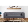 Armen Living Hudson Mid-Century Button-Tufted Sofa in Dark Gray Linen and Walnut Legs - Lifestyle