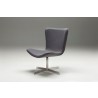 Valletta Swivel Lounge Chair Dark Grey Fabric with Brushed Stainless Steel