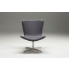 Valletta Swivel Lounge Chair Dark Grey Fabric with Brushed Stainless Steel - Front