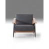 Wakefield Lounge Chair Grey Fabric with Walnut Wood - Front