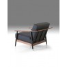 Wakefield Lounge Chair Grey Fabric with Walnut Wood - Back Angle