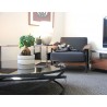 Wakefield Lounge Chair Grey Fabric with Walnut Wood - Lifestyle