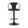 Armen Living Ian Contemporary Adjustable Barstool in Black Powder Coated Finish and Black Fabric Front