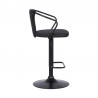Armen Living Ian Contemporary Adjustable Barstool in Black Powder Coated Finish and Black Fabric Side