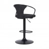 Armen Living Ian Contemporary Adjustable Barstool in Black Powder Coated Finish and Black Fabric Back