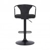 Armen Living Ian Contemporary Adjustable Barstool in Black Powder Coated Finish and Black Fabric Back