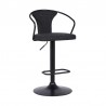 Armen Living Ian Contemporary Adjustable Barstool in Black Powder Coated Finish and Black Fabric Side