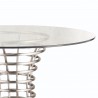 Ibiza Brushed Stainless Steel Dining Table with Clear Glass - Table Close-Up