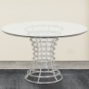 Ibiza Brushed Stainless Steel Dining Table with Clear Glass - Lifestyle