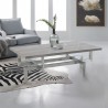 Armen Living Illusion Gray Wood Coffee Table with Brushed Stainless Steel Base