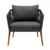 Armen Living Ipanema Outdoor Teak Wood and Rope Lounge Chair with Dark Grey Olefin Front