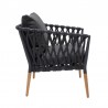 Armen Living Ipanema Outdoor Teak Wood and Rope Lounge Chair with Dark Grey Olefin Side