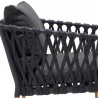 Armen Living Ipanema Outdoor Teak Wood and Rope Lounge Chair with Dark Grey Olefin Side Close View