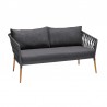 Armen Living Ipanema Outdoor Teak Wood and Rope Sofa with Dark Grey Olefin- Side View