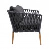 Armen Living Ipanema Outdoor Teak Wood and Rope Sofa with Dark Grey Olefin- Side