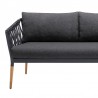 Armen Living Ipanema Outdoor Teak Wood and Rope Sofa with Dark Grey Olefin- Half View