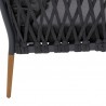 Armen Living Ipanema Outdoor Teak Wood and Rope Sofa with Dark Grey Olefin- Side Half View