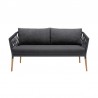 Armen Living Ipanema Outdoor Teak Wood and Rope Sofa with Dark Grey Olefin- Front