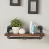 Armen Living 24" Isadore Industrial Pine Wood Floating Wall Shelf in Gray and Walnut Finish 001