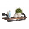 Armen Living 24" Isadore Industrial Pine Wood Floating Wall Shelf in Gray and Walnut Finish 002