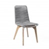 Island Outdoor Patio Eucalyptus Wood Dining Chair in Light Finish with Silver Rope - Angled
